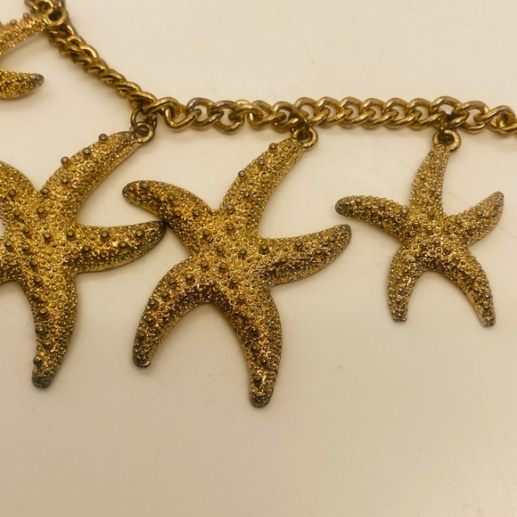 Beach Starfish Goldtone Statement Necklace - resort Wear - Picture 8 of 8